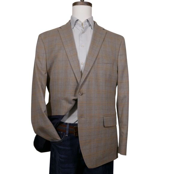 TOMMY HILFIGER Mens Sport Coat Blazer Mens 48R Beige Plaid - Picture 3 of 14